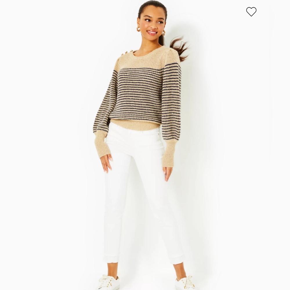 Lilly Pulitzer Striped Finney Sweater Sand Bar Sparkle Stripe XS